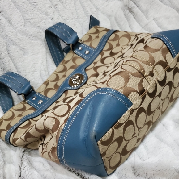 COACH SLATE BLUE HAMPTON TOTE PURSE - Picture 5 of 8